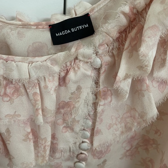 Magda Butrym silk floral one shoulder ruffle top - Picture 4 of 6